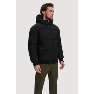 Noize Gunnar Mens Black Hooded Puffer Jacket Recycled Vegan XL Bomber